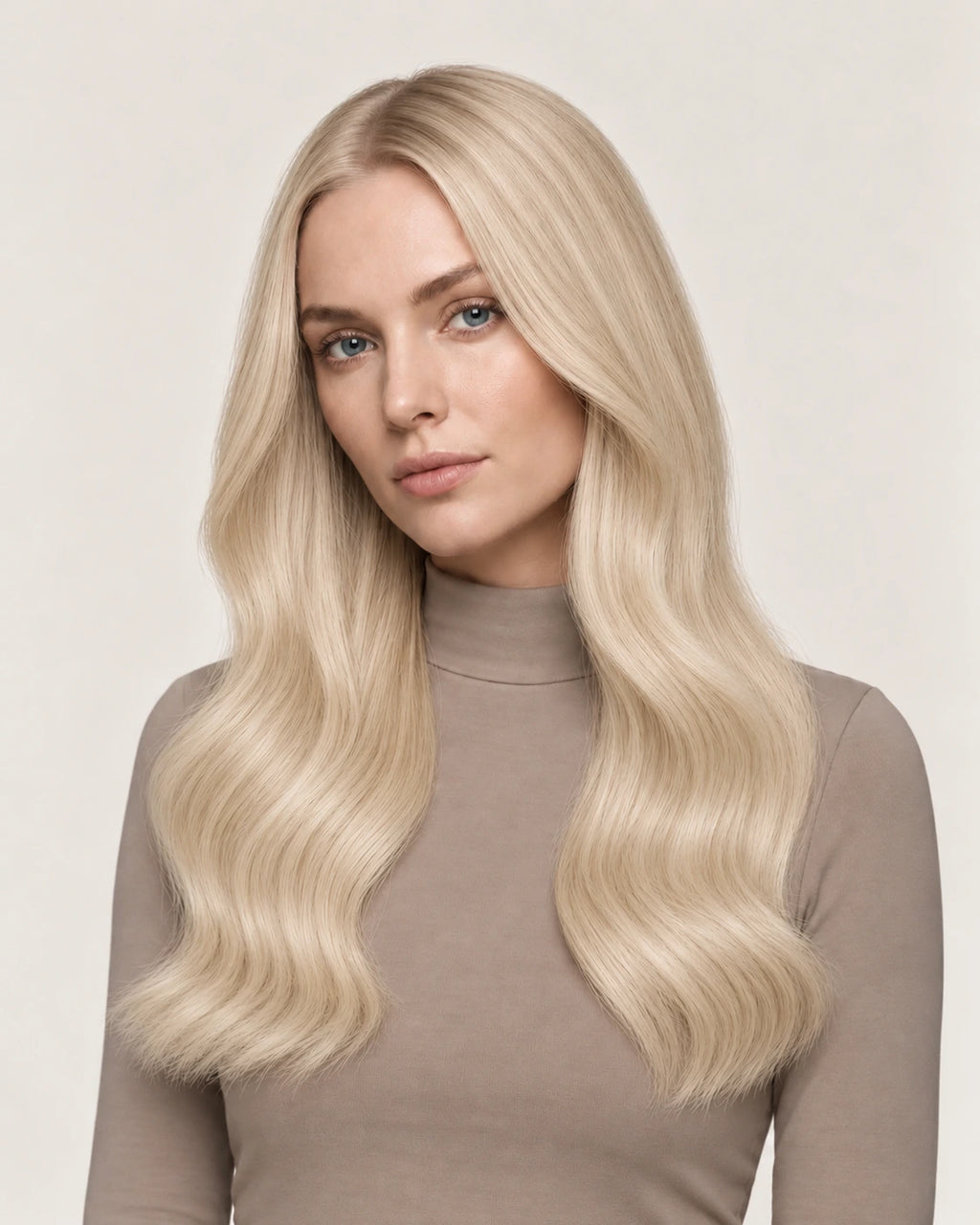 Dani Steel White Pearl Butterfly Weft hair extensions — front view — Natural Wave product