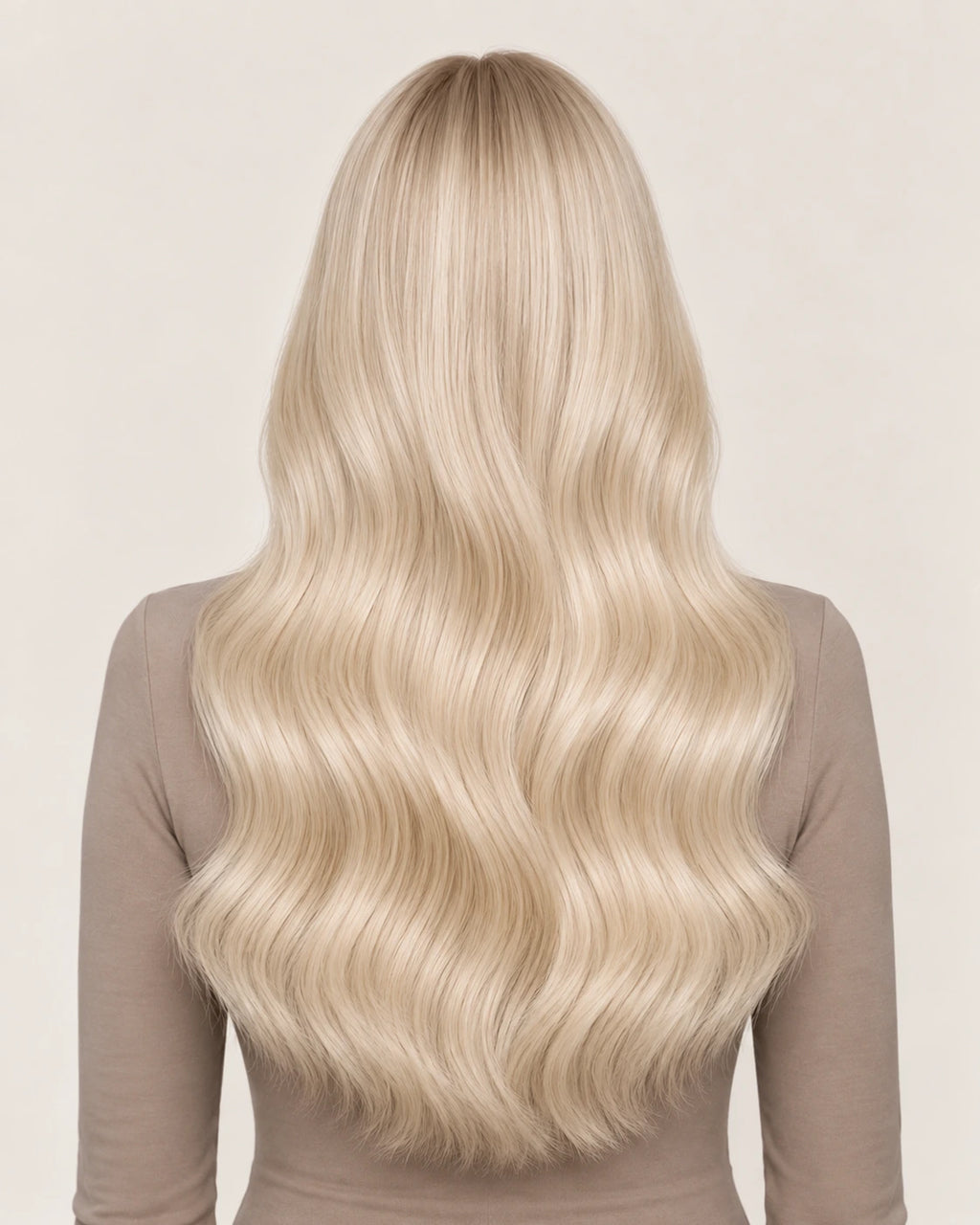 Dani Steel White Pearl Butterfly Weft hair extensions — rear view — Natural Wave product