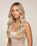 Dani Steel Ice Cream Balayage Ultra Thin Weft hair extensions — front view — Natural Wave product