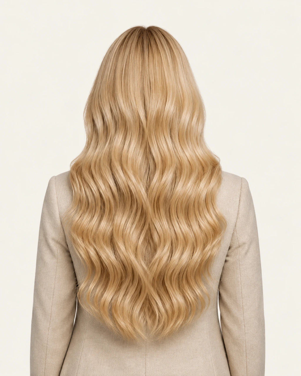 Dani Steel Ibiza Sand Butterfly Weft hair extensions — rear view — Straight product