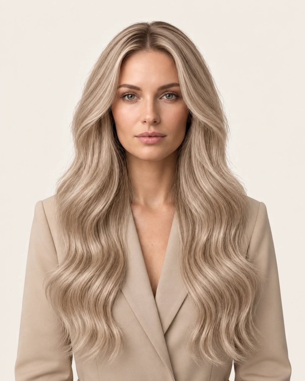 Dani Steel Classic Mist Butterfly Weft hair extensions — front view — Straight product