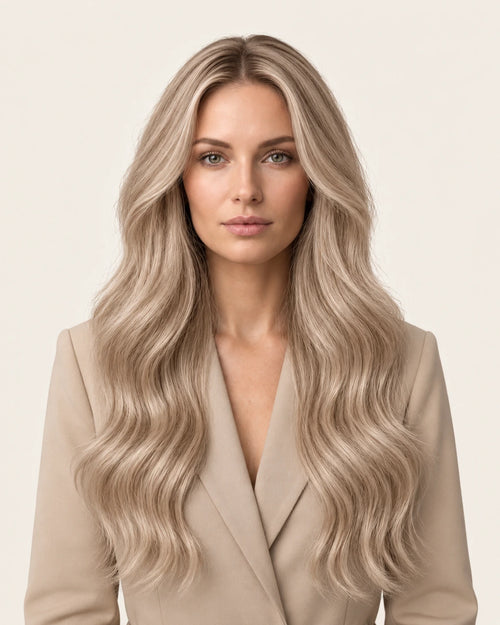 Dani Steel Classic Mist Butterfly Weft hair extensions — front view — Straight product
