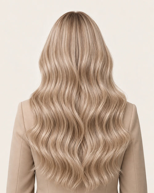 Dani Steel Classic Mist Butterfly Weft hair extensions — rear view — Straight product