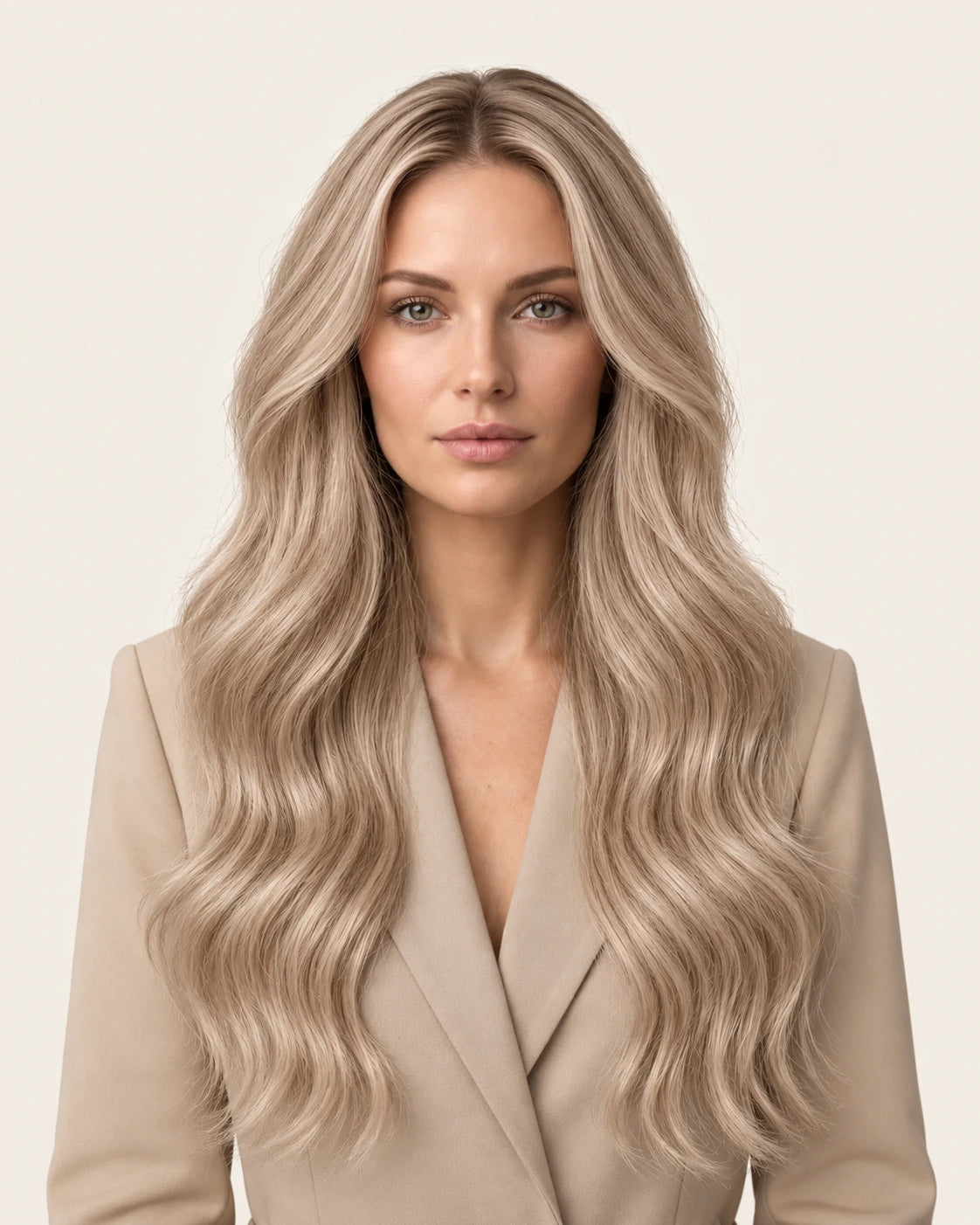 Dani Steel Classic Mist Butterfly Weft hair extensions — front view — Natural Wave product