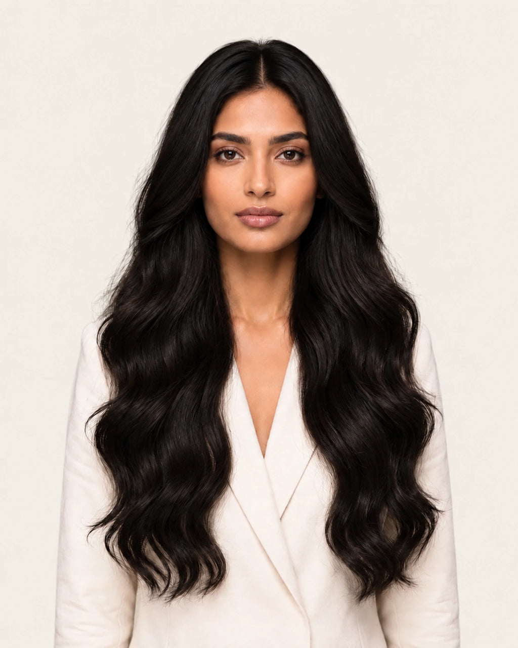 Dani Steel Midnight Butterfly Weft hair extensions — front view — Natural Wave product