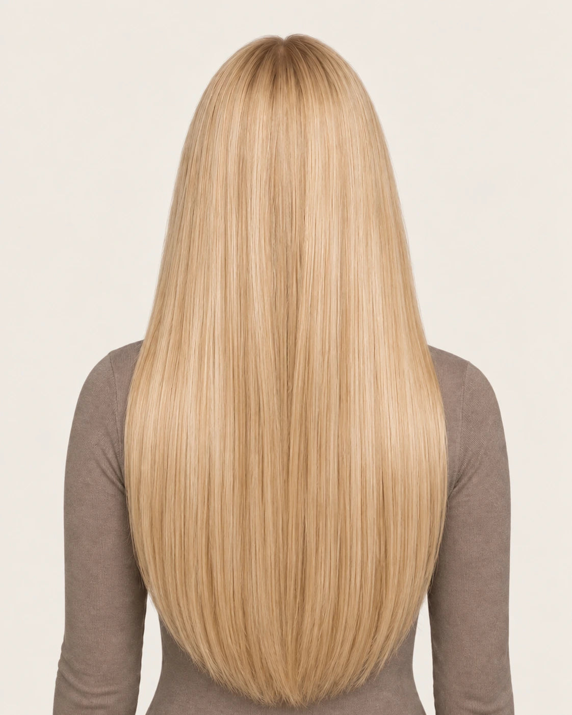 Dani Steel Vanilla Cream Butterfly Weft hair extensions — rear view — Straight product