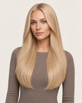 Dani Steel Vanilla Cream Butterfly Weft hair extensions — front view — Straight product