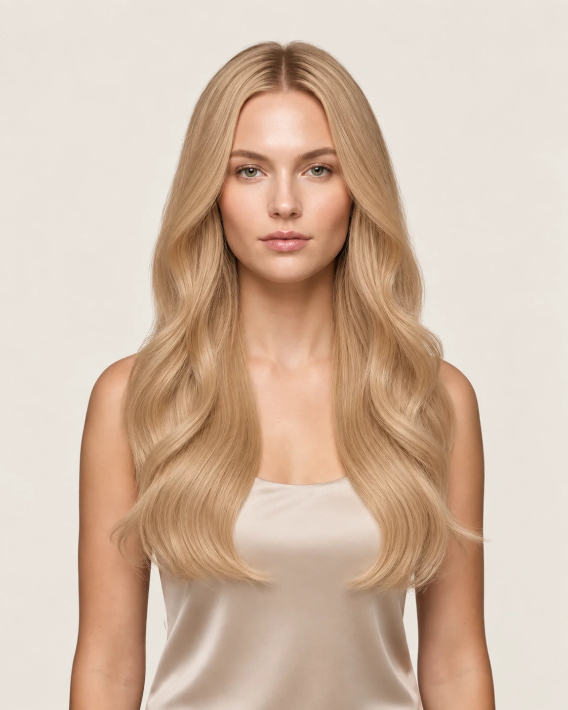 Dani Steel Natural Pearl Butterfly Weft hair extensions — front view — Straight product