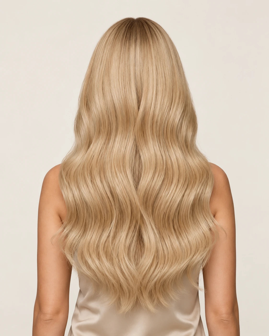 Dani Steel Natural Pearl Ultra Thin Weft hair extensions — rear view — Natural Wave product