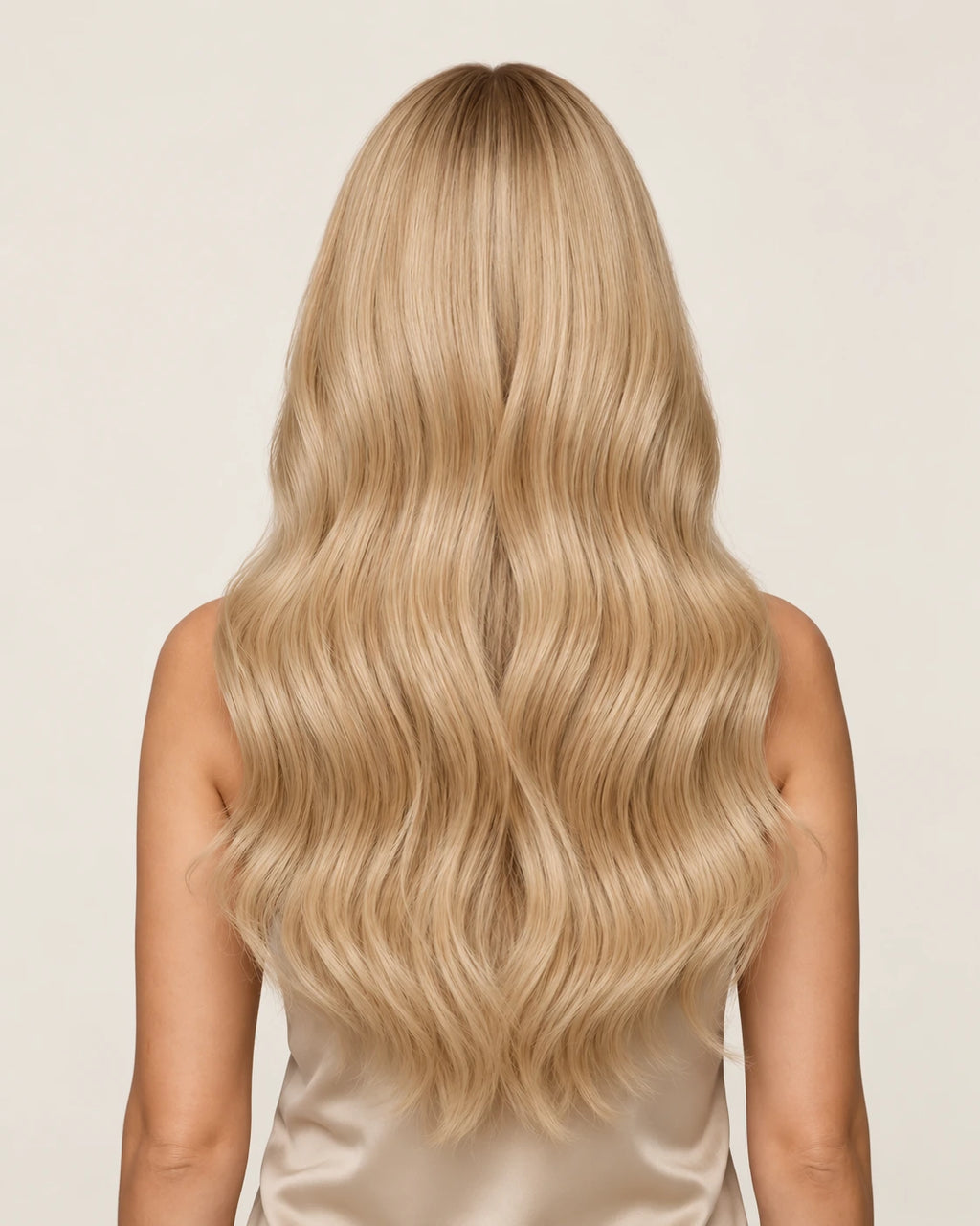 Dani Steel Natural Pearl Butterfly Weft hair extensions — rear view — Straight product