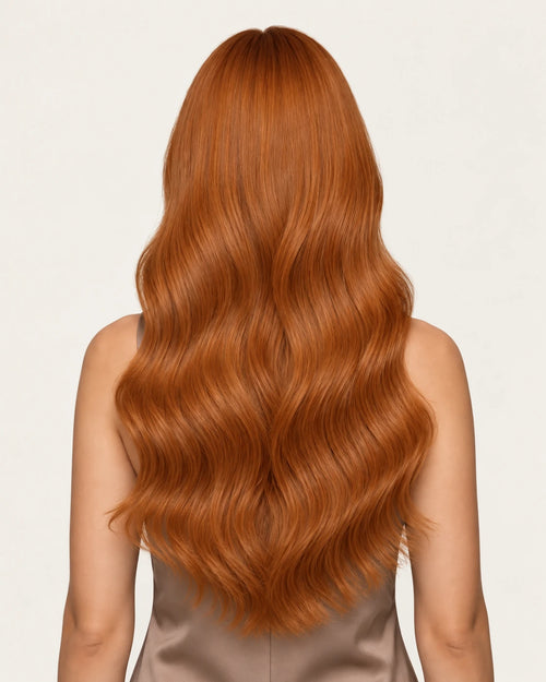 Dani Steel Ginger Butterfly Weft hair extensions — rear view — Straight product