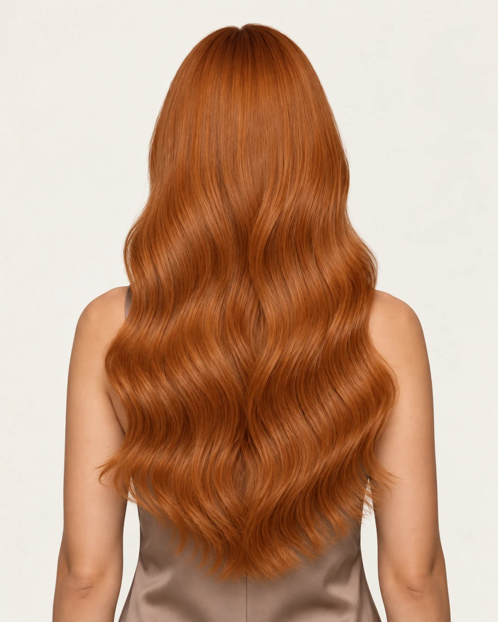 Dani Steel Ginger Ultra Thin Weft hair extensions — rear view — Natural Wave product