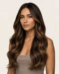 Dani Steel Espresso Almond Balayage Butterfly Weft hair extensions — front view — Straight product