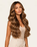 Dani Steel Toffee Balayage Butterfly Weft hair extensions — front view — Natural Wave product