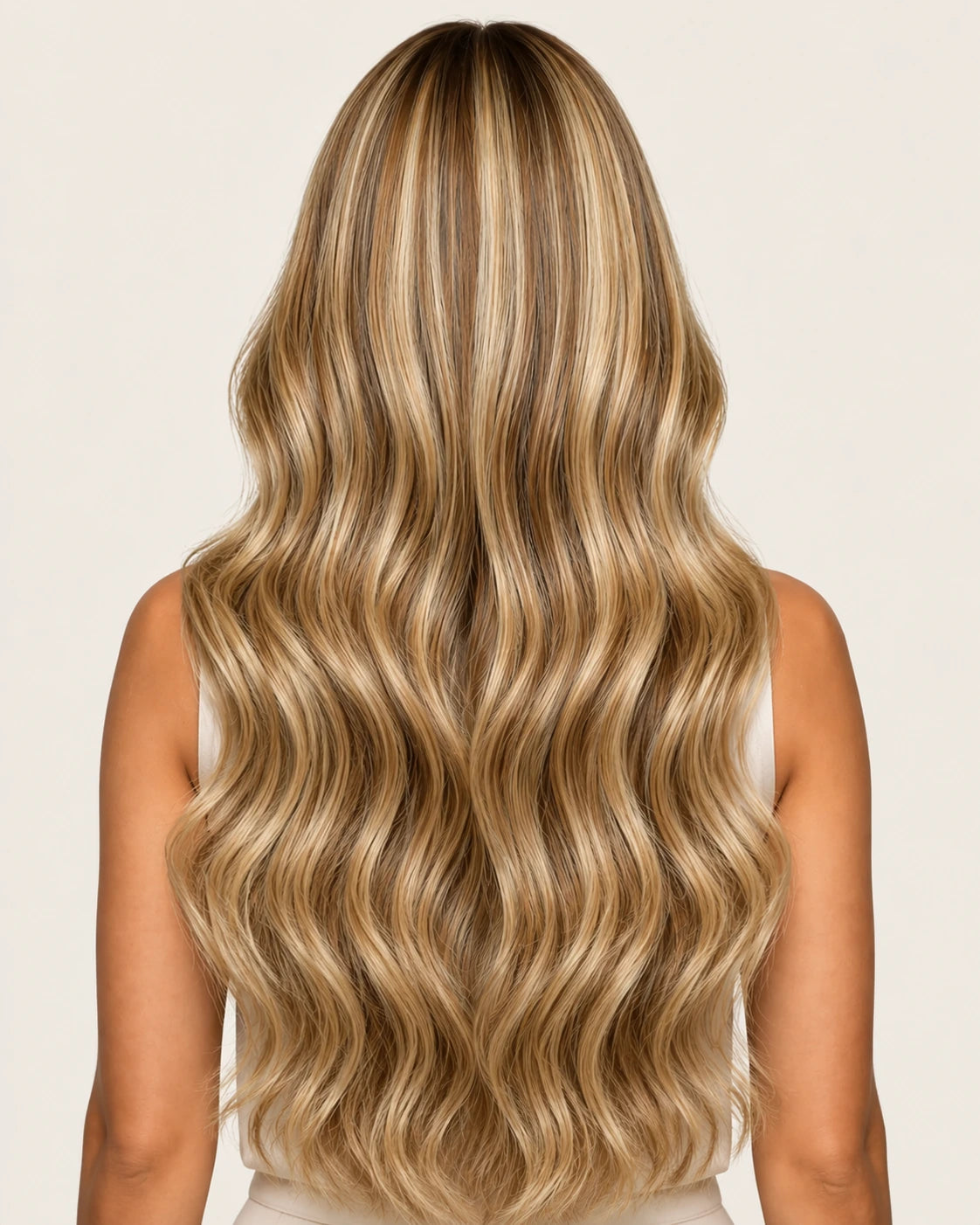 Dani Steel Iconic Balayage Butterfly Weft hair extensions — rear view — Natural Wave product