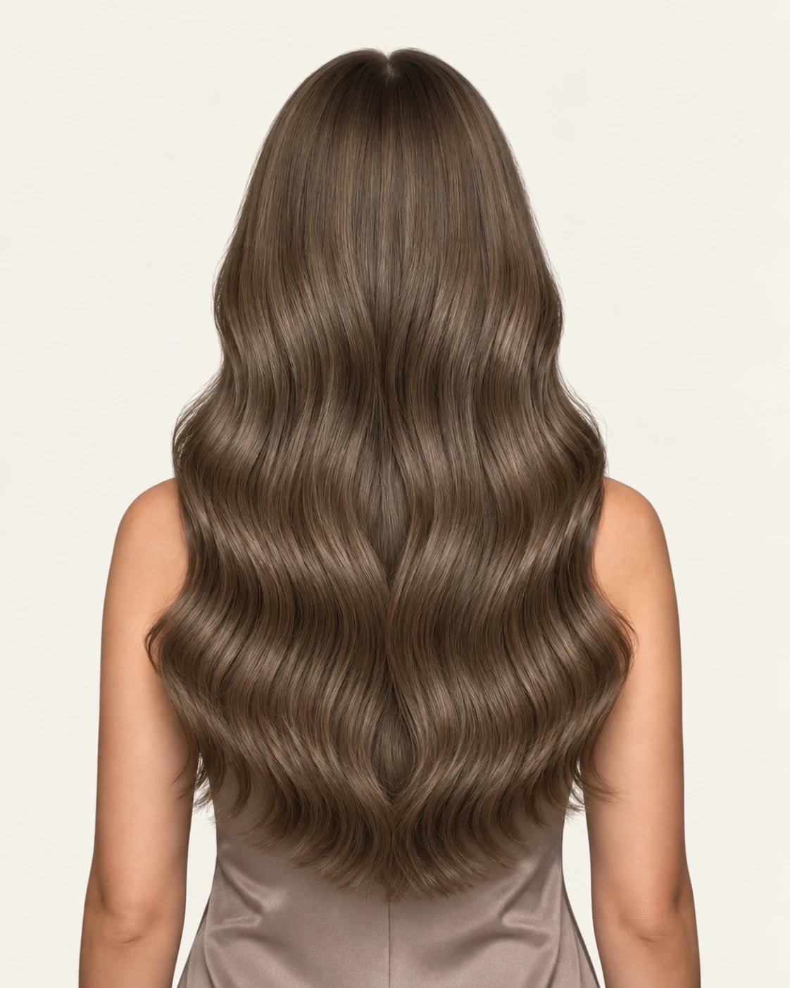 Dani Steel Premium Tobacco Butterfly Weft hair extensions — rear view — Straight product
