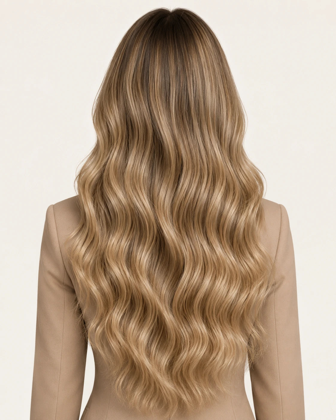 Dani Steel Honey Pearl Balayage Ultra Thin Weft hair extensions — rear view — Straight product