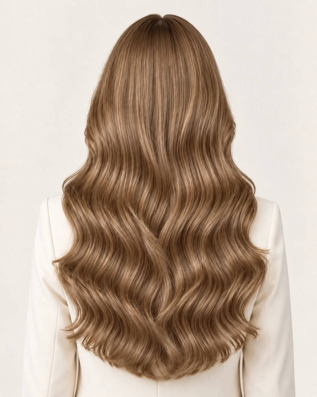 Dani Steel Honey Toffee Butterfly Weft hair extensions — rear view — Straight product