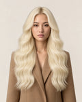 Dani Steel Arctic Blonde Butterfly Weft hair extensions — front view — Natural Wave product
