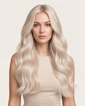 Dani Steel Cool Cotton Candy Butterfly Weft hair extensions — front view — Natural Wave product