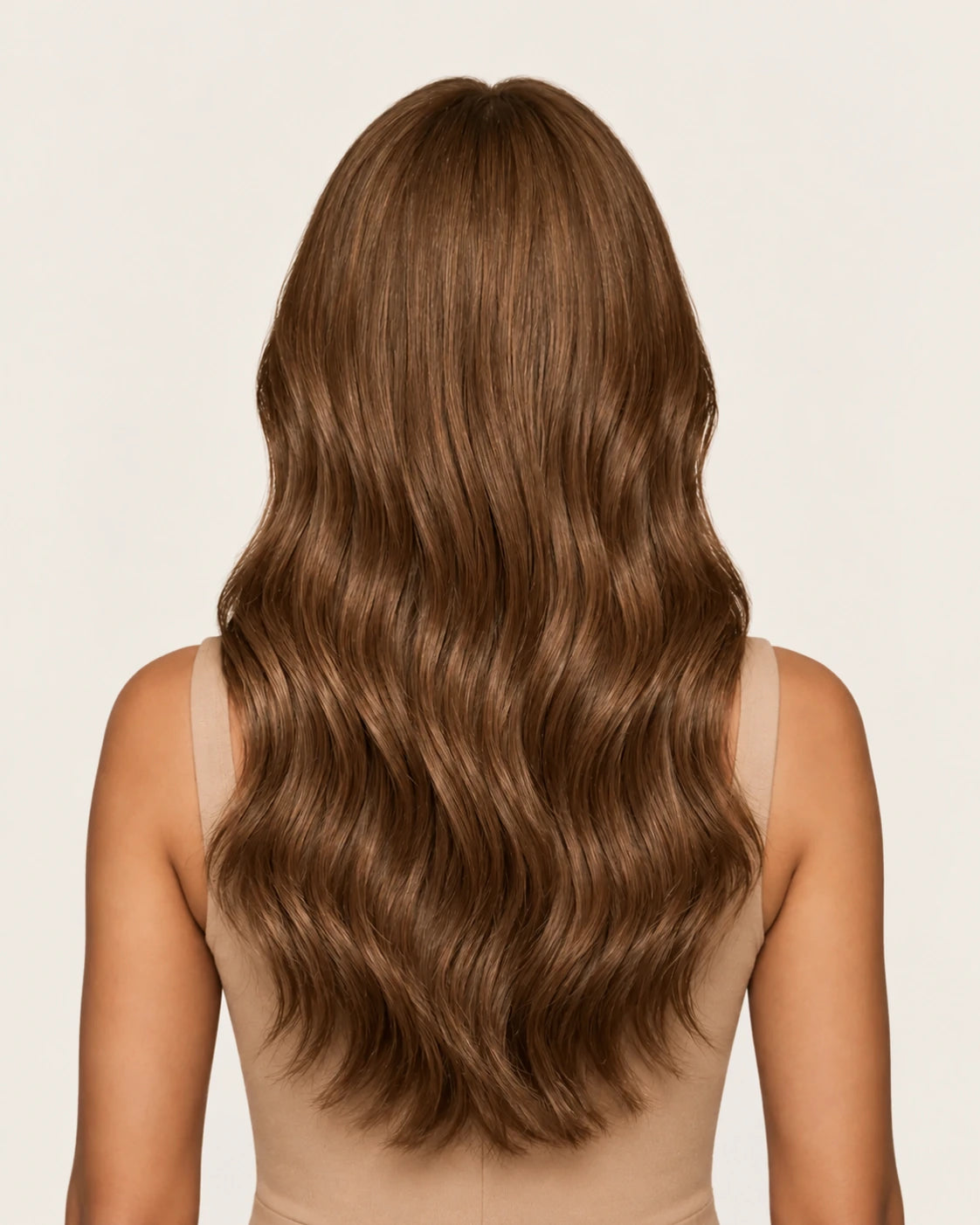 Dani Steel Toasted Almond Ultra Thin Weft hair extensions — rear view — Straight product