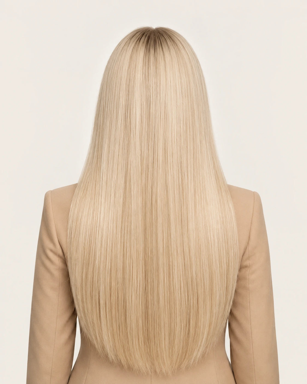 Dani Steel Nordic Blonde Butterfly Weft hair extensions — rear view — Natural Wave product