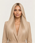 Dani Steel Nordic Blonde Butterfly Weft hair extensions — front view — Straight product