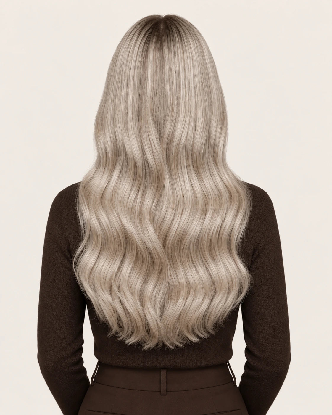 Dani Steel Cashmere Balayage Butterfly Weft hair extensions — rear view — Straight product
