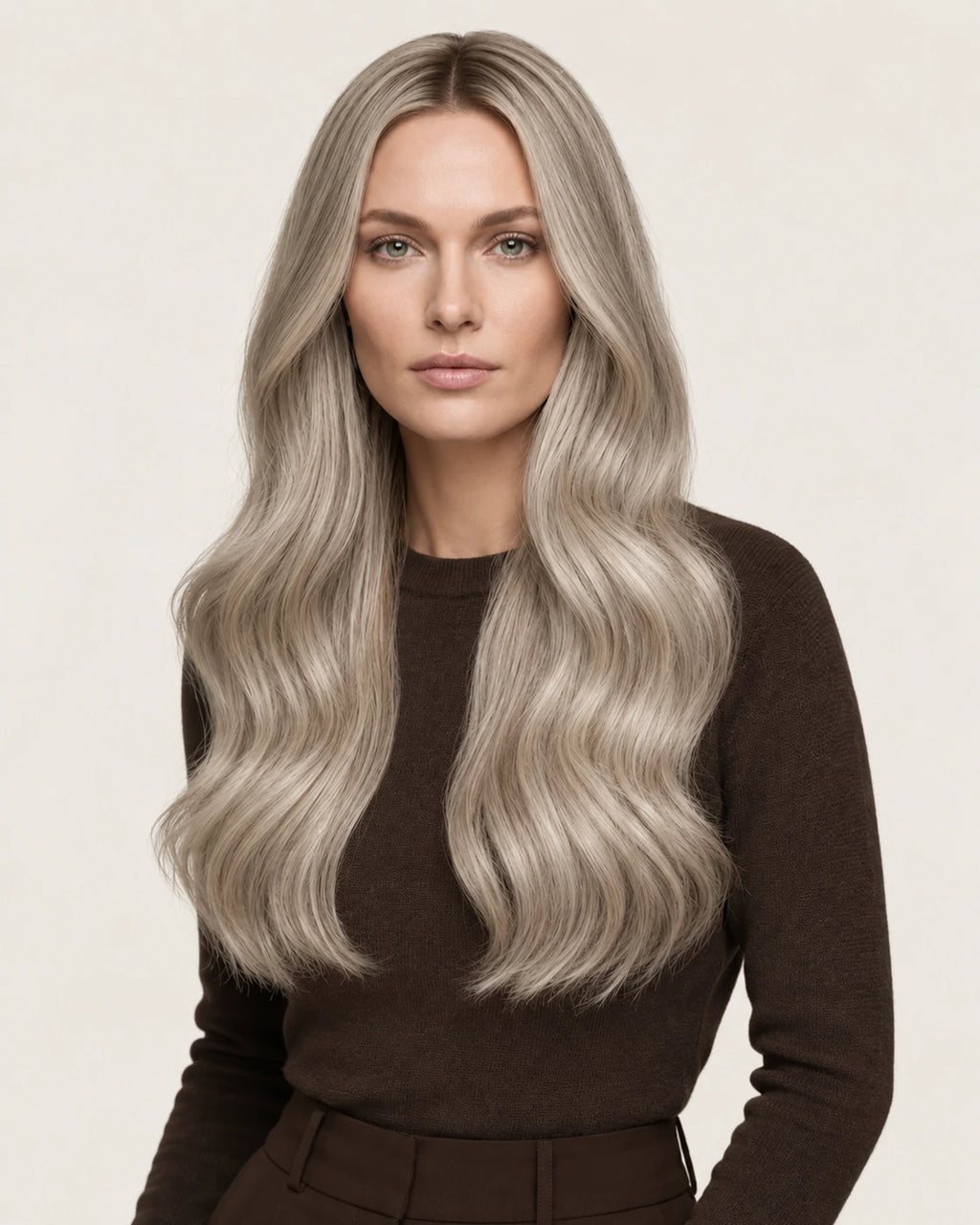 Dani Steel Cashmere Balayage Ultra Thin Weft hair extensions — front view — Straight product