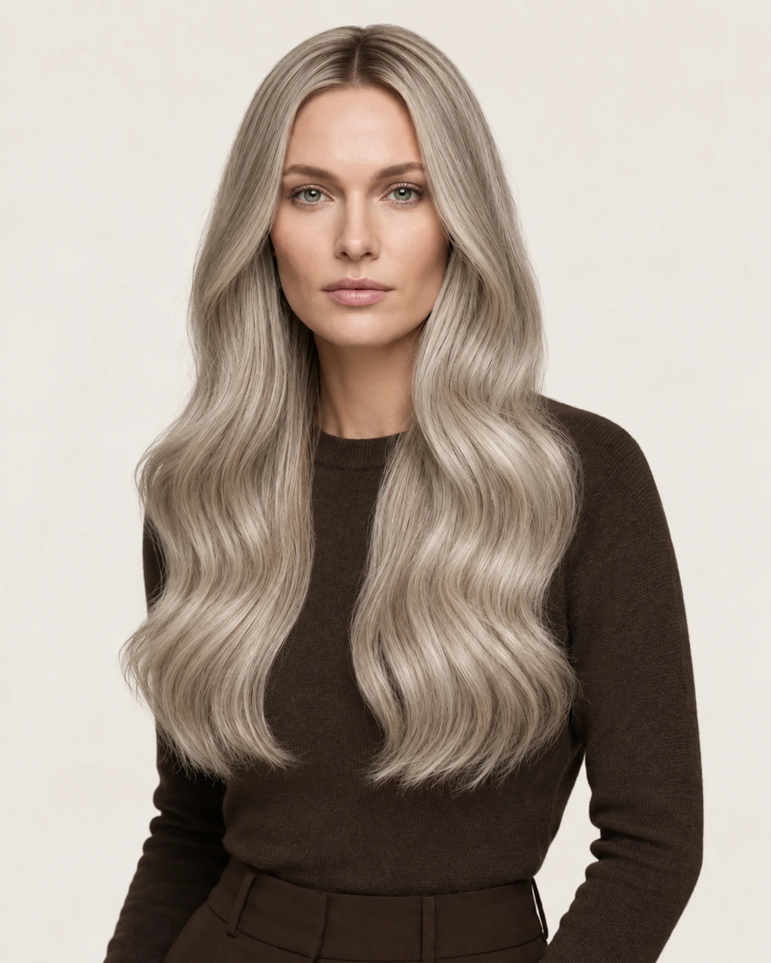 Dani Steel Cashmere Balayage Ultra Thin Weft hair extensions — front view — Straight product