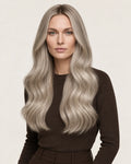 Dani Steel Cashmere Balayage Ultra Thin Weft hair extensions — front view — Natural Wave product