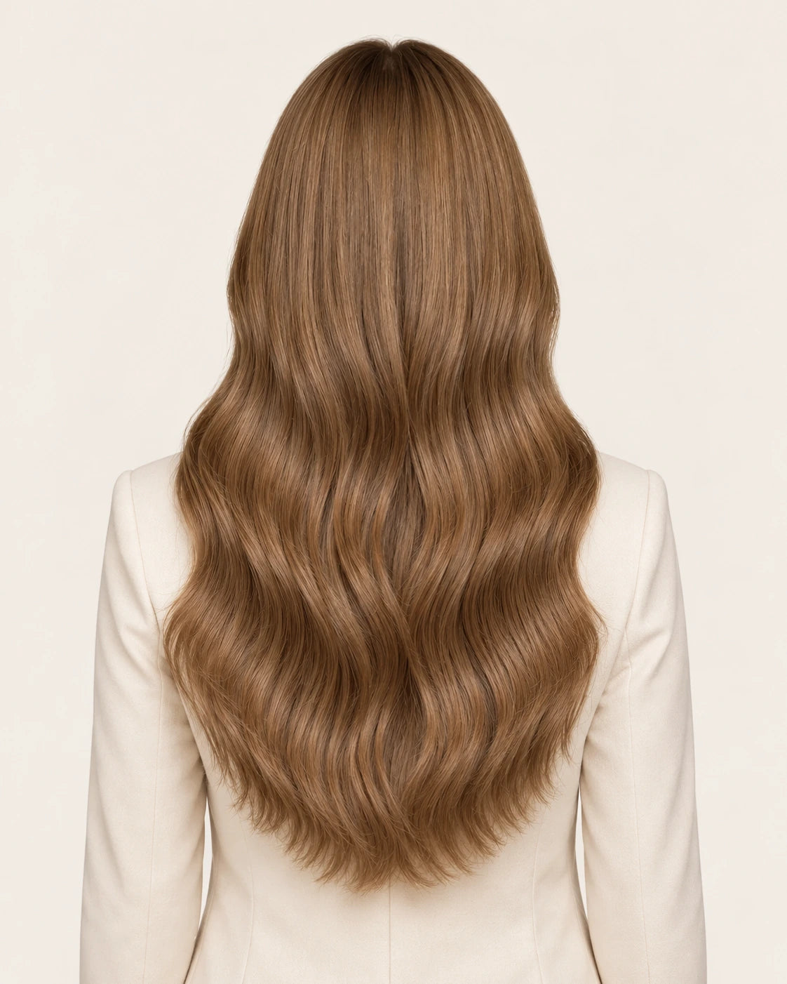 Dani Steel Cool Sand Butterfly Weft hair extensions — rear view — Straight product