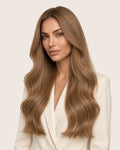 Dani Steel Cool Sand Butterfly Weft hair extensions — front view — Straight product
