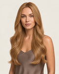 Dani Steel Golden Copper Butterfly Weft hair extensions — front view — Straight product