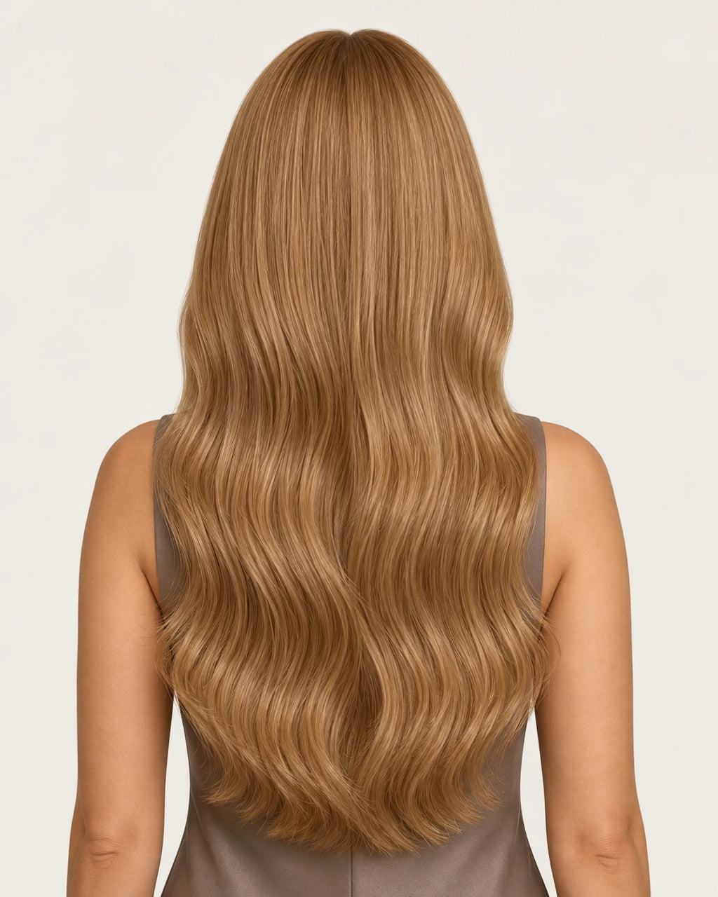 Dani Steel Golden Copper Butterfly Weft hair extensions — rear view — Natural Wave product