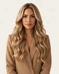 Dani Steel Golden Wheat Ultra Thin Weft hair extensions — front view — Natural Wave product