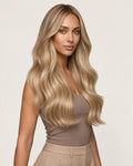 Dani Steel Glow Balayage Butterfly Weft hair extensions — front view — Natural Wave product