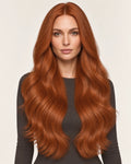 Dani Steel Copper Flame Butterfly Weft hair extensions — front view — Straight product