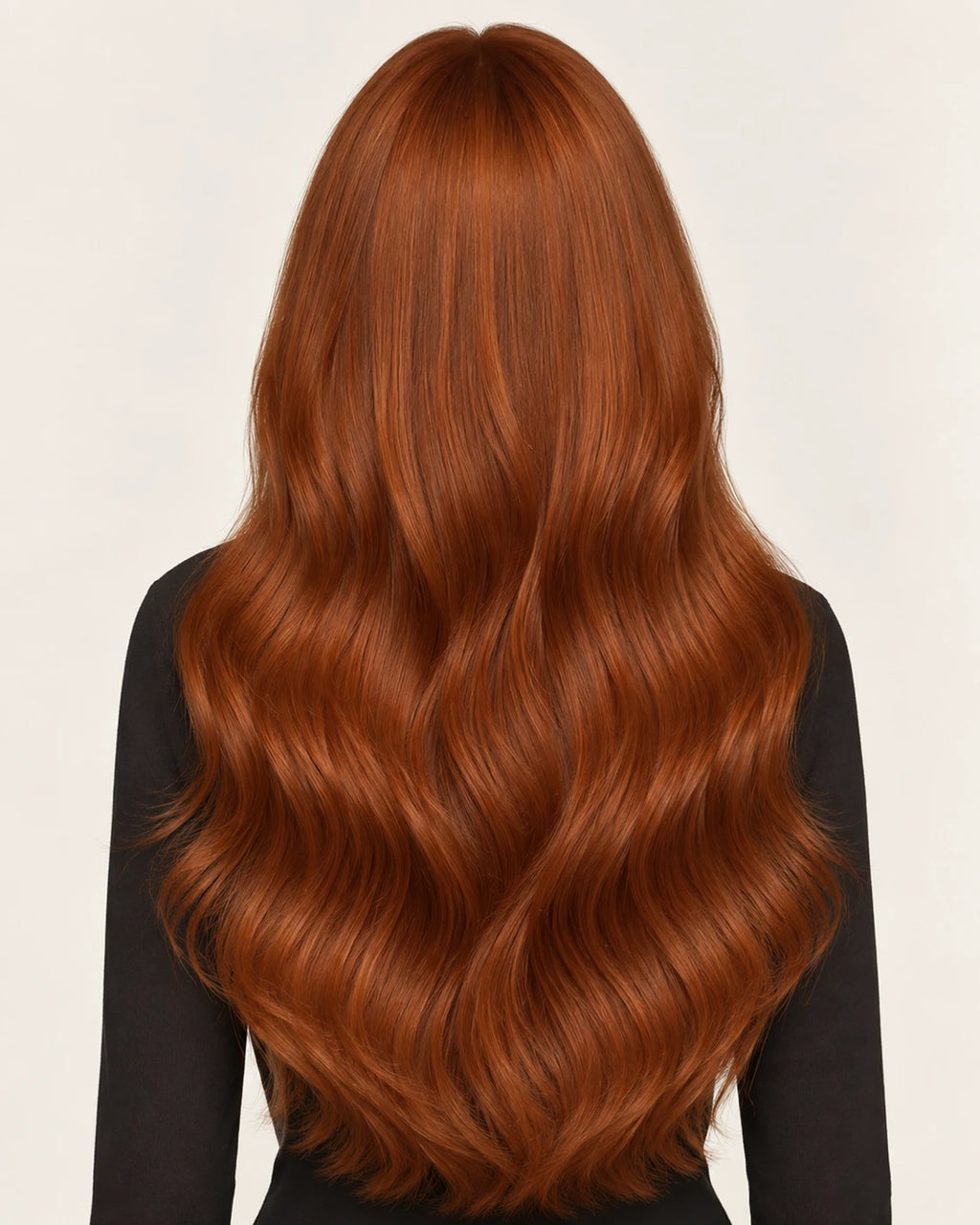 Dani Steel Copper Flame Butterfly Weft hair extensions — rear view — Straight product