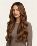 Dani Steel Ginger Brown Fusion Ultra Thin Weft hair extensions — front view — Straight product