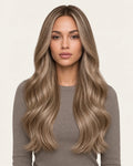 Dani Steel Platinum Brown Fusion Butterfly Weft hair extensions — front view — Straight product