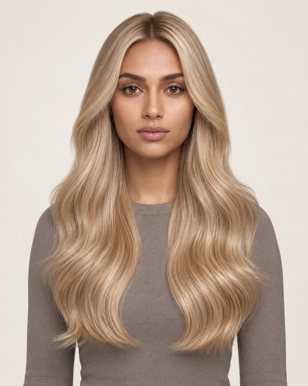 Dani Steel Golden Fusion Butterfly Weft hair extensions — front view — Straight product