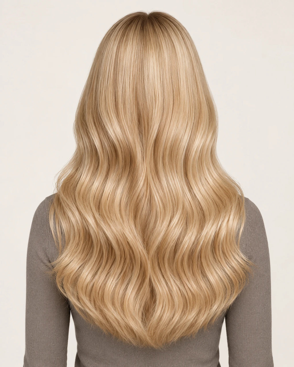 Dani Steel Golden Fusion Ultra Thin Weft hair extensions — rear view — Straight product