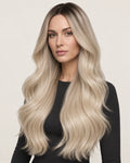 Dani Steel White Pearl Shadow Ultra Thin Weft hair extensions — front view — Natural Wave product