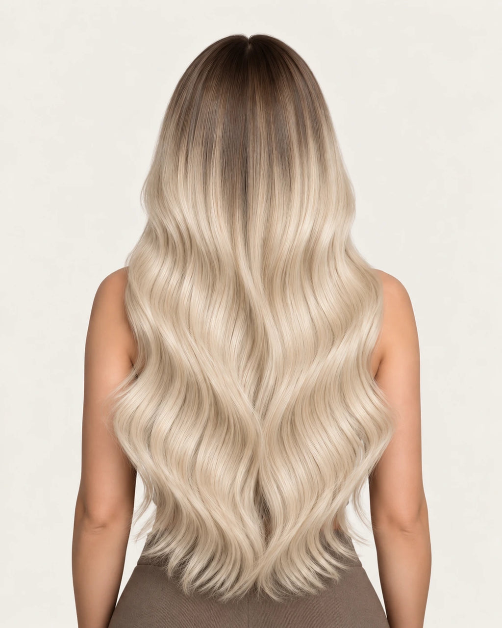 Dani Steel Scandinavian Shadow Ultra Thin Weft hair extensions — rear view — Natural Wave product