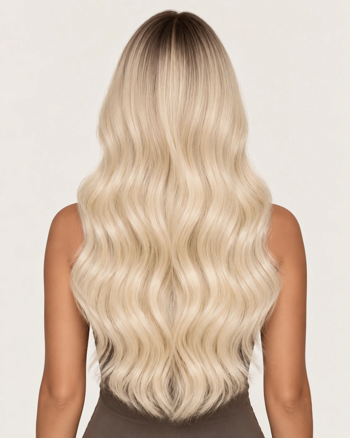 Dani Steel Arctic Shadow Butterfly Weft hair extensions — rear view — Natural Wave product