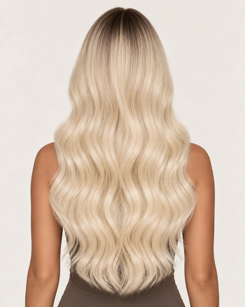 Dani Steel Arctic Shadow Butterfly Weft hair extensions — rear view — Straight product
